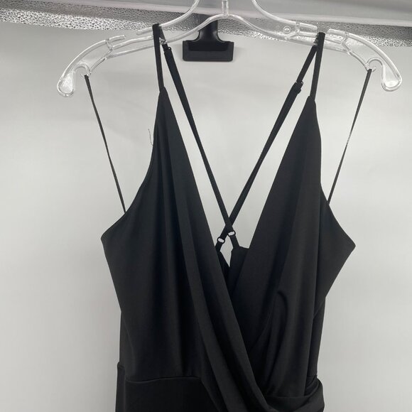 Baltic Born Womens Asymmetric Sheath Maxi Dress Spaghetti Straps Black Sz Large - Picture 2 of 9